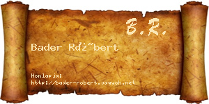 Bader Róbert névjegykártya
